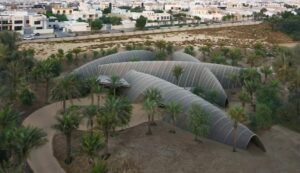 Architect using vr glasses to design building model and construction layout