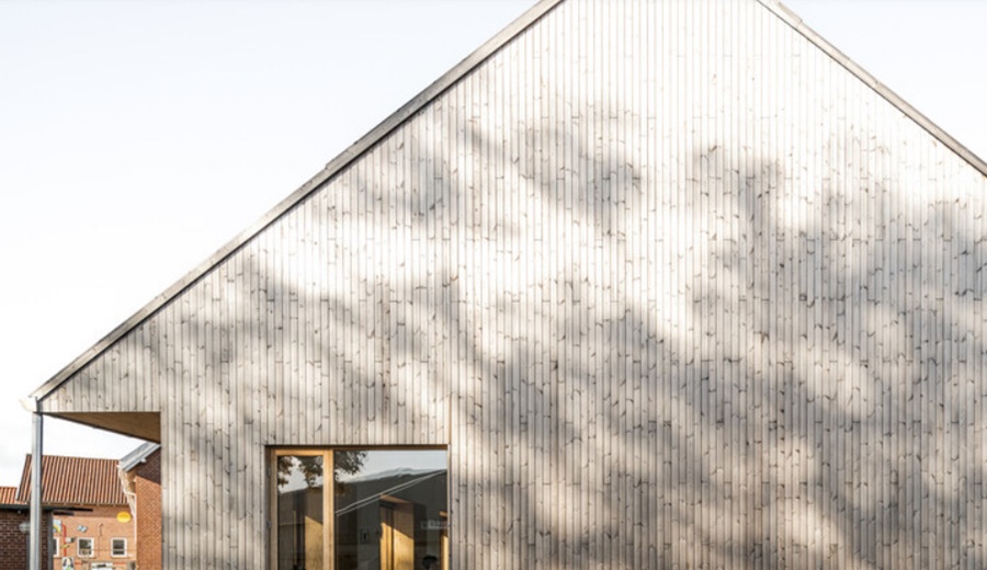 Aerial view of goods warehouse. Logistics center in industrial c