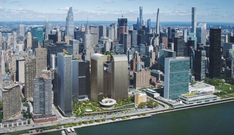 BIG diseña torres en voladizo en Freedom Plaza en la costa de Manhattan