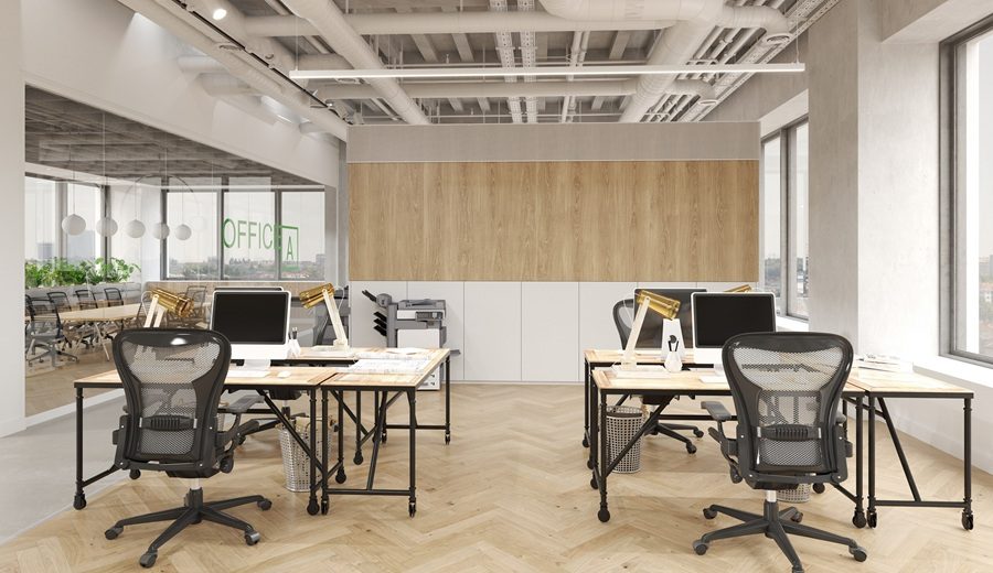 3D illustration of modern office. Dream interior.