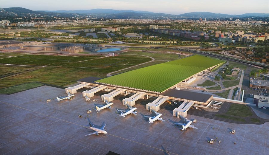 Rafael Viñoly Architects presenta un aeropuerto cubierto por viñedos en Florencia, Italia